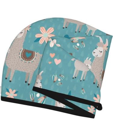 Hair Towel Wrap - Quick-Dry Towel Turban with Button | Teal Mama Llama Hair Drying Solution - Buy Online on GoSupps.com