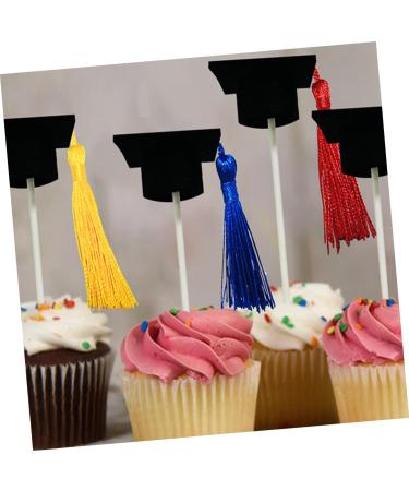 Cabilock 12pcs Graduation Season Card Graduation Hat Cake Topper Graduation Party Decoration Mini Cake Food Decor 2022 Grad Dessert Picks Graduation Hat Cupcake Topper Tassel Insert Card Blue 10X3.8X3.8CM - Buy Online on GoSupps.com