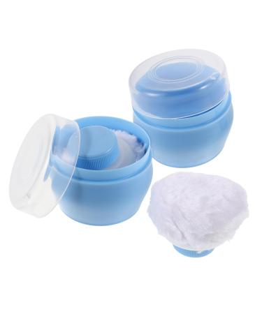 Didiseaon Lot de 2 Bo tes Poudre pour B b avec Applicateur Houppette tui Portable Bleu Ciel Distributeur Compact pour Voyages et Soins Doux Peau Sensible des Nourrissons