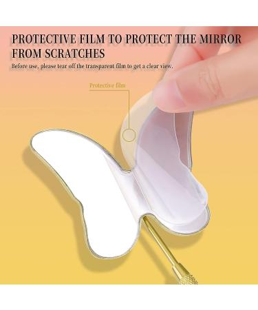 KINBOM Butterfly Eyelash Mirror - Detachable Stainless Steel Mini Handheld Makeup Mirror (Gold) - Buy Online on GoSupps.com