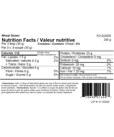 Westpoint Naturals Vital Wheat Gluten 200 g - High Protein Improves Elasticity Enhances Texture Natural Non - GMO Vegan-Friendly 200g - Buy Online on GoSupps.com