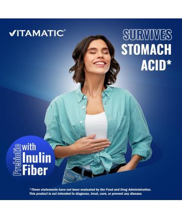 Vitamatic Lactobacillus Reuteri Complex 22 Billion CFU per Delayed Release Capsule 60 Capsules Digestive & Gut Health Support with Prebiotic Inulin Fiber - 2 Pack - Buy Online on GoSupps.com