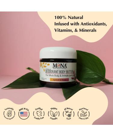MONA BRANDS 100% Natural Deodorant for Whole Body & Private Parts - Aluminum & Baking Soda Free, Vegan, Hypoallergenic - Apricot & Rose Scent 2.0 Oz - Buy Online on GoSupps.com