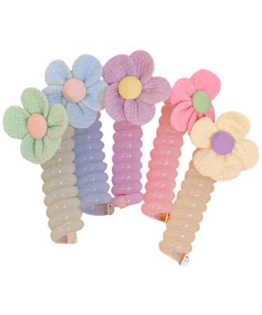 Braided Phone Cord Hair Ties Rubber Headwear Coil | Reusable Phone Cord Straight Hair Ties for Girls Kids Children