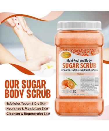 SPA REDI Sugar Body Scrub - Mandarin 128 Oz | Exfoliating Moisturizing & Hydrating Body Exfoliator for Smooth Fresh Skin - Buy Online on GoSupps.com