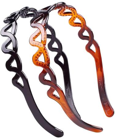 Set of 2 Women Girls Hard Plastic Headband Hair Hoop Black and Brown High-grade Headwear Hairband (Style C#) - Buy Online on GoSupps.com