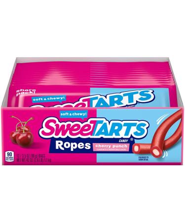 SweeTARTS Soft and Chewy Ropes, Cherry Punch, 3.0 OZ (Pack of 12) Cherry 3 Ounce (Pack of 12)