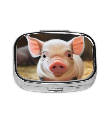 Cute Pig Printed Square Pill Box Portable Travelling Pill Box Medicine Organiser