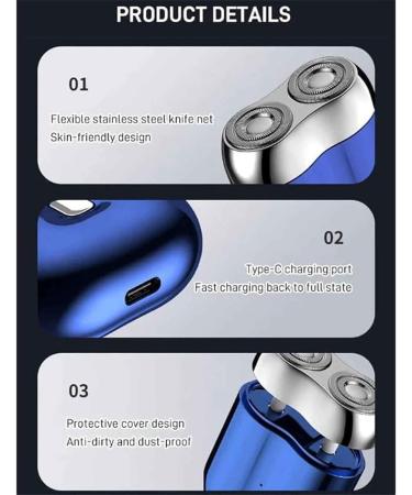 2024 New Upgrade Pocket Shaver USB Mini Shavers for Men IPX6 Waterproof Compact Electric Shaver Electric Mini Portable Razor Double Head Razor for Home Car Travel (Blue) - Buy Online on GoSupps.com