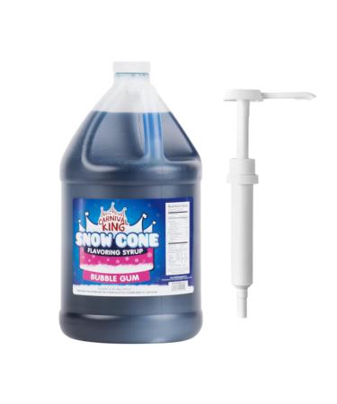ZippySweets - Snow Cone Syrup - 1 Gallon Bubble Gum Flavour with Complimentary Pump Makes 128 Snow Cones Ideal Shaved Ice Syrup for Refreshing Shaved Ice Treats