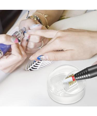 AMAZDIP Nail Drill Bits Cuticle Cleaner Case Tool - 2-in-1 Steel Wire & Nylon Brush for Carbide/Ceramic Bits - White - Buy Online on GoSupps.com