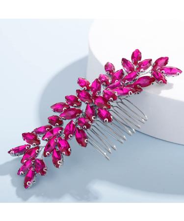 Rose Red Rhinestone Bridal Hair Comb - Teyglen Dainty Wedding Accessories - Buy Online on GoSupps.com