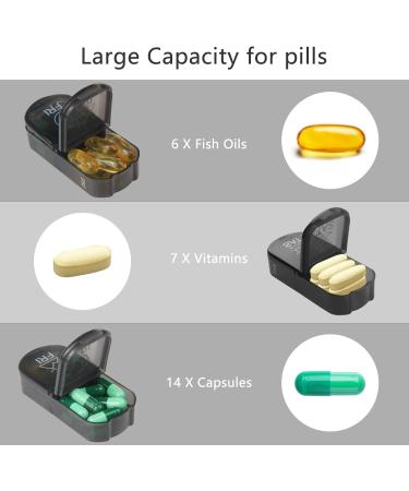 Weekly PU Leather Pill Organizer Case - AM PM Daily 2 Times a Day Vitamin Fish Oil Supplement & Medicine Holder (Black) - International Shipping Available - Buy Online on GoSupps.com