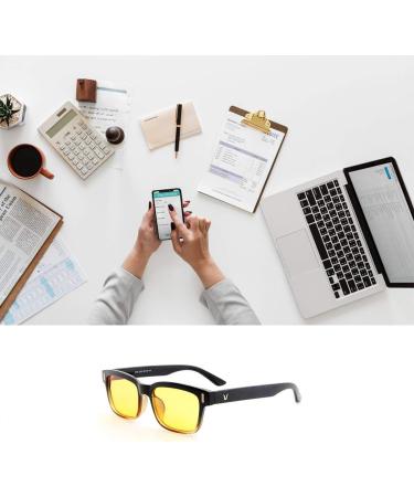voso Blue Light Blocking Glasses Anti Glare Computer Gaming TV Anti UV Radial Reflex Filter Eyewear Eyeglasses (Black Frame + Yellow Lens) - Buy Online on GoSupps.com