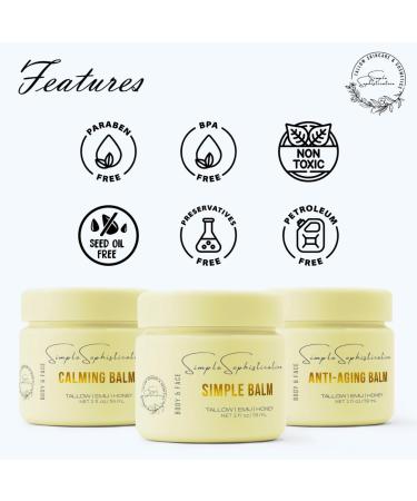 Simple Sophistication Talow | Emu & Honey Balms | Natural Skincare with Vitamin C CoQ10 Resveratrol & Antioxidants for Healthy Youthful Skin - Buy Online on GoSupps.com