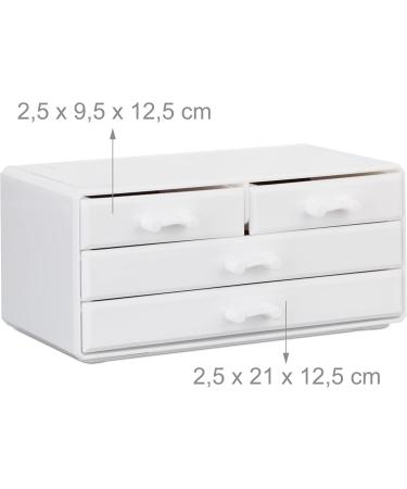 Relaxdays Small Make-Up Organizer - 2-Part Acrylic Storage with Lipstick Holder & 4 Drawers White - 19x24x13.5 cm - Buy Online on GoSupps.com
