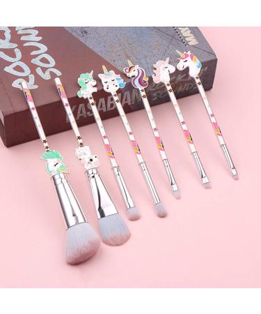 Shop WBTY 7 Cute Unicorn Makeup Brushes Set | Kawaii Eyeshadow Blush & Concealer Brushes with Metal Grip & Storage Bag - International Shipping Available! - Buy Online on GoSupps.com