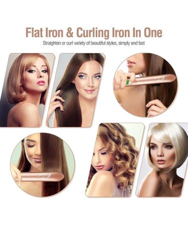 Culwad 2 in 1 Ceramic Hair Straightener and Curling Iron with LCD Display - Adjustable Temperature, Dual Voltage, Gold - Buy Online on GoSupps.com