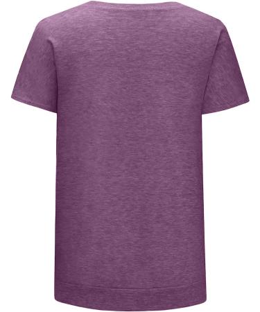 Women's Short Sleeve Loose Fit T-Shirt with Pocket - XX-Large Purple - Buy Online on GoSupps.com