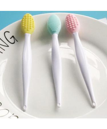 Double Side Nose Brush Silicone Beauty Nasal Blackhead Removing Long Handle Blackhead Clean Tools Skin Cleaning Tools for Home- Yellow - Buy Online on GoSupps.com