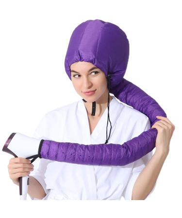Fiewmay Hooded Hair Dryer Bonnet Cap for Quick Dry Hands Free Deep Condition and Styling (Purple HairDryer Bonnet) Purple Drying Hood