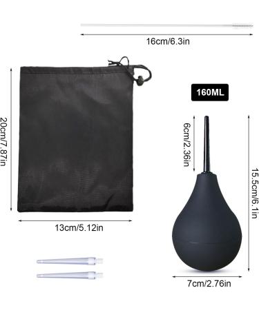 SKHAOVS Enema Bulb Douche Kit - Reusable Silicone Nozzle, Comfortable 160ml Capacity - for Men and Women - Includes Cleaning Brush (Black) - Buy Online on GoSupps.com