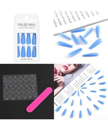 Buy Sethain Shiny Blue Ballerina False Nails - Long Coffin Press On Nails for Women & Girls | International Shipping Available - Buy Online on GoSupps.com