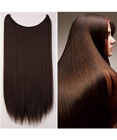 24" Wire In Secret Hair Extensions One Piece Miracle Extensions Straight Hairpiece Long - Medium Brown (60cm-120g)