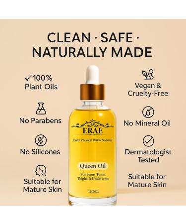 ERAE Queen Body Oil Cold Pressed Botanical Blend for Hydrating & Firm-Looking Skin Lightweight Fast-Absorbing Body Moisturizing Oil for Arms Legs & Stomach - Buy Online on GoSupps.com