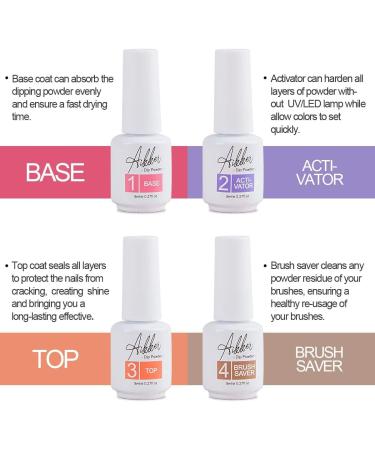 Aikker 20 Spring Colours Dip Powder Nail Kit - 27 Pcs Glitter Purple Pink Orange Acrylic Dipping Powder Set with Base Top Coat Activator - French Nail Art Manicure AK33 - Buy Online on GoSupps.com