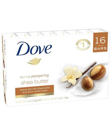 Dove Purely Pampering 16-4 OZ Shea Butter Bar Soaps Warm Vanilla Scent 64 OZ White