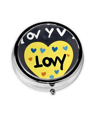Love You with All My Heartround Pill Box 3 Compartments Round Pill Box Organizer for Purse Or Pocket Portable Travel Pill Box