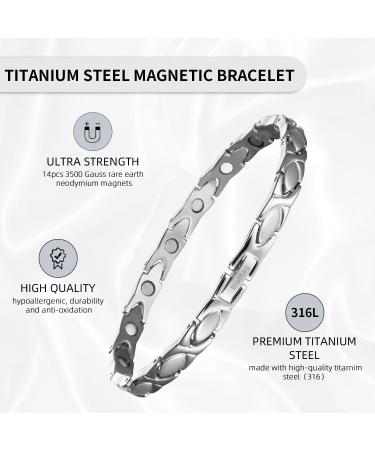 BioMag Magnetic Bracelet for Women - Adjustable Titanium Steel Wristband with Gift Box & Removal Tool - Fish Tail Design in Silver - Buy Online on GoSupps.com