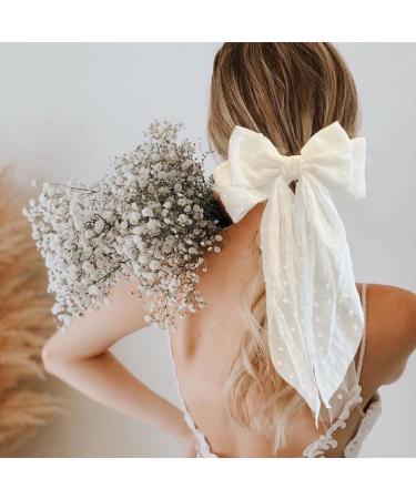 3-Piece Set Large Hair Bows Clips for Women & Girls - Bright Color Big Bow Barrettes with Long Tail French Barrettes - Buy Online on GoSupps.com