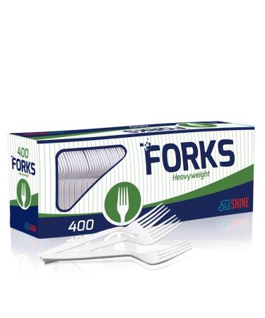400 Pack Extra Heavyweight Disposable White Plastic Forks - Heavy Duty White Cutlery-Utensils, Parties, Dinners, Catering Services, Family Gatherings
