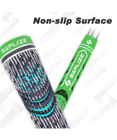 SAPLIZE Hybrid Golf Grips CL03 - Set of 13 | Low Taper Design, Cross Corded Rubber | 6 Color Options | Standard/Midsize | MultiCompound Fluorescent Green | Upgrade/Deluxe Kit | Full Solvent Kit Included - Buy Online on GoSupps.com