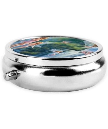 Lake Fairy Printed Mini Round Pill Box | 3 Compartment Portable Pill Organizer for Travel Home & Office - Buy Online on GoSupps.com