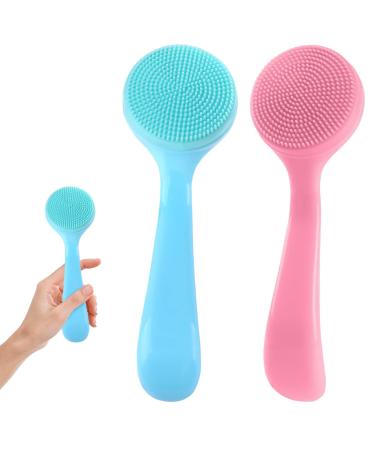 Comnico 2 pieces manual facial cleaning brush soft silicone facial cleaner brush skin washer peeling pads deep cleaner for the peeling of make-up residues (blue+pink) - Buy Online on GoSupps.com