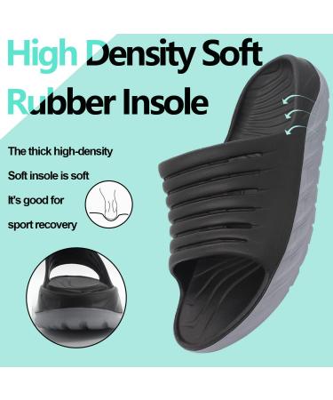 AIFLM Men's Sport Recovery Slide Sandals with Arch Support - Black-Gray - Size 12 Women/11 Men - Buy Online on GoSupps.com