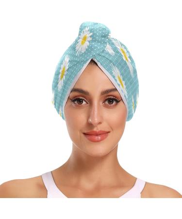 Buy Daisy Flower Dry Hair Cap - 2 Piece Quick Drying Towel Set with Button Headband | Super Absorbent & Comfortable | International Shipping - Buy Online on GoSupps.com