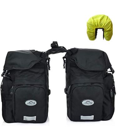ZTZ Canvas Cycling Bicycle Pannier Rack Trunk, Waterproof Roll-Up Bag in Black - Buy Online on GoSupps.com