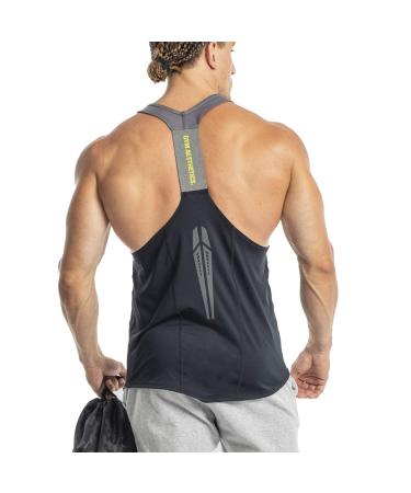 Gym Aesthetics |Tank Top Men Gym Fitness Bodybuilding Stringer Tank Top Men Fitness Shirt Men Gym 'Intensity' Muscle Tank Top Rapid Drying & Functional Men Gym Shirt Muscle Shirt Men L Black