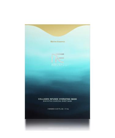 Marine Essence-Collagen Infused Hydrating Sheet Mask with Soluble Collagen Apple Stem Cell Aloe Vera Vitamin B5 Vitamin E 5 pack