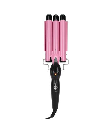 3 Barrel Hair Waver Adjustable Temperature Hair Crimper Heats up Quickly Crimping Iron for Hair Compatiable for All Hairstyles (Pink 28mm)