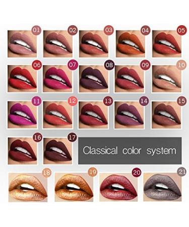 INTEROOKIE 21 Colors Matte Liquid Lipstick Lip Gloss Stain Resistant Non-Fade Lip Icing (18#) - Buy Online on GoSupps.com
