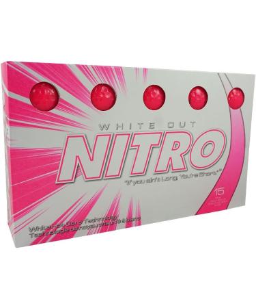 Nitro Long Distance Peak Performance Golf Balls (15PK) All Levels White Out 70 Compression High Velocity White Hot Core Long Distance Golf Balls USGA Approved-Total of 15-Hot Pink - Buy Online on GoSupps.com