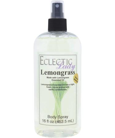 Lemongrass Essential Oil Body Spray (Double Strength) 16 ounces Body Mist for Women with Clean Light & Gentle Fragrance Long Lasting Perfume with Comforting Scent for Men & Women Cologne with 16 Fluid Ounces (Double Strength)