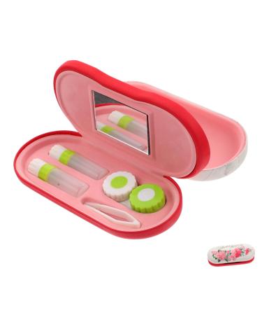 PartyKindom 3 Sets Double Layer Glasses Case Mirror Film Suite Leather Pu Travel Mini