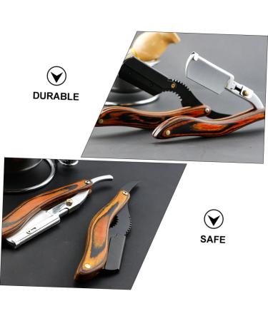 Minkissy Men's Folding Razor Trimmer - 2 Pack of Classic Wooden Facial Tools | Double Blade Bartschneider Shaving Knife 16x3.5cm - Buy Online on GoSupps.com