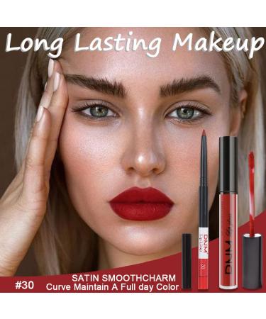 Matte Ruby Red Lip Liner and Lipstick Set | Waterproof Long Lasting Berry-Colored Lip Makeup | High Impact Color | 2pcs Matt Ink Liquid Lips Set - Buy Online on GoSupps.com